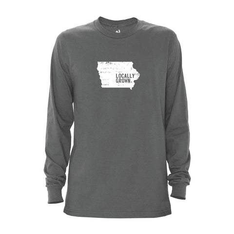 Locally Grown Clothing Co. Men's Iowa Solid State Long Sleeve Crew