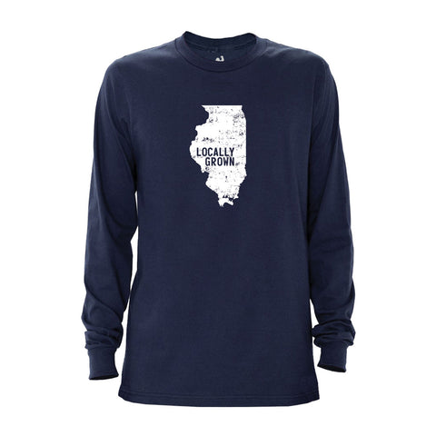 Locally Grown Clothing Co. Men's Illinois Solid State Long Sleeve Crew
