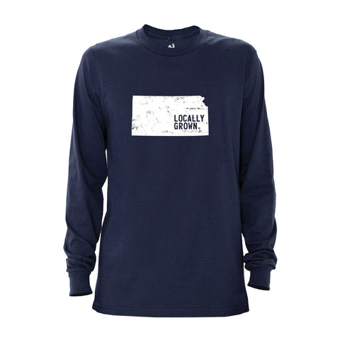 Locally Grown Clothing Co. Men's Kansas Solid State Long Sleeve Crew