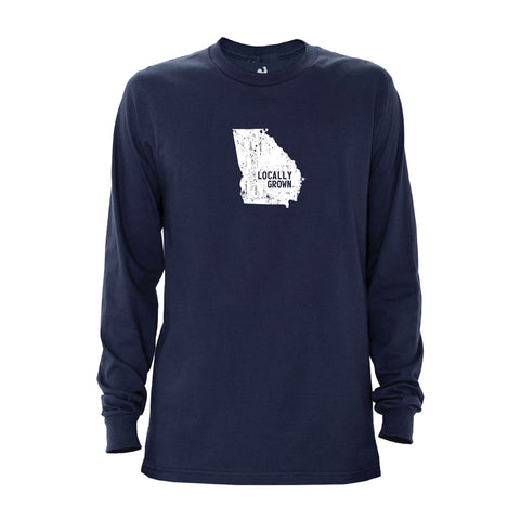 Locally Grown Clothing Co. Men's Georgia Solid State Long Sleeve Crew