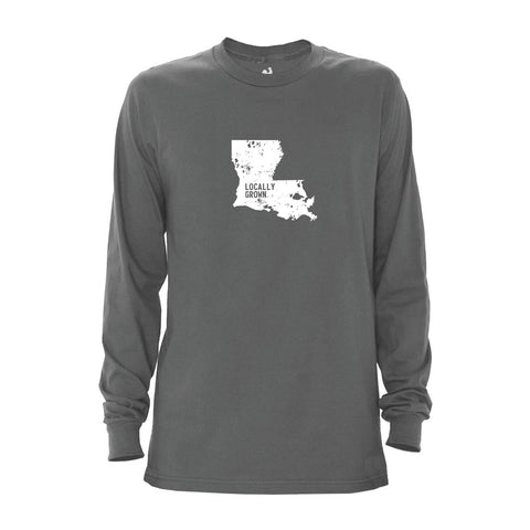Locally Grown Clothing Co. Men's Louisiana Solid State Long Sleeve Crew