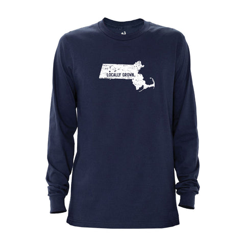 Locally Grown Clothing Co. Men's Massachusetts Solid State Long Sleeve Crew